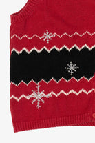 Vintage Red Villager Sport Snowflakes Ugly Christmas Vest (2000s)