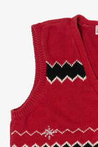 Vintage Red Villager Sport Snowflakes Ugly Christmas Vest (2000s)