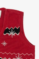 Vintage Red Villager Sport Snowflakes Ugly Christmas Vest (2000s)