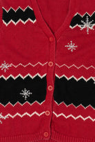 Vintage Red Villager Sport Snowflakes Ugly Christmas Vest (2000s)