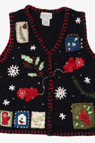 Vintage Black Basic Editions Ugly Christmas Vest (1990s)