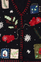 Vintage Black Basic Editions Ugly Christmas Vest (1990s)