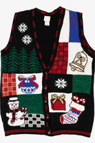 Vintage Black Holiday Time Ugly Christmas Vest (1980s)