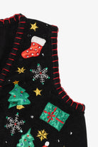 Vintage Black Nutcracker Santa Ugly Christmas Vest (1990s)