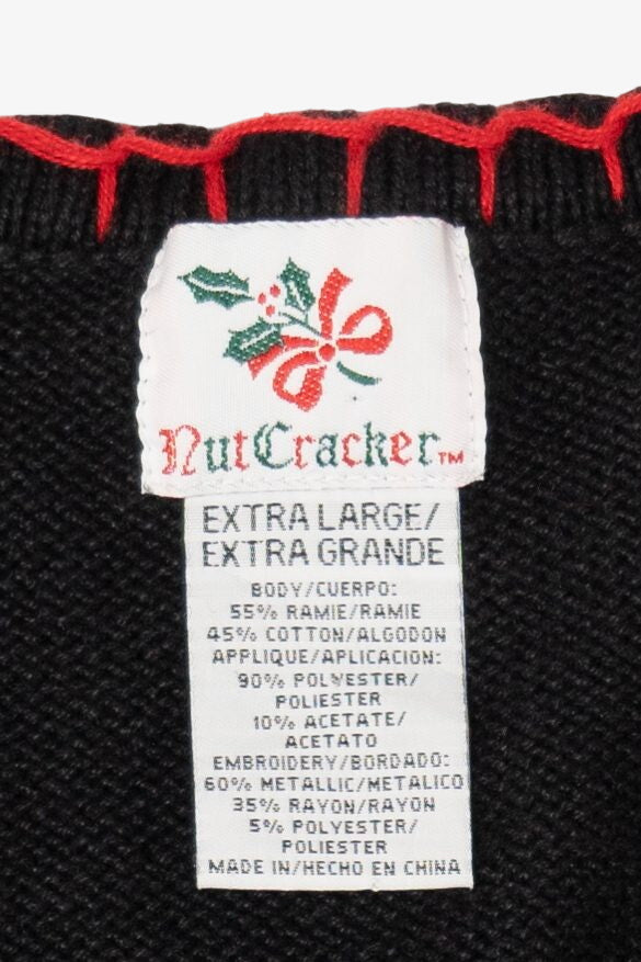 Vintage Black Nutcracker Santa Ugly Christmas Vest (1990s)