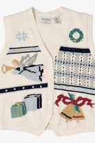 Vintage White The Villager Ugly Christmas Vest (1990s)