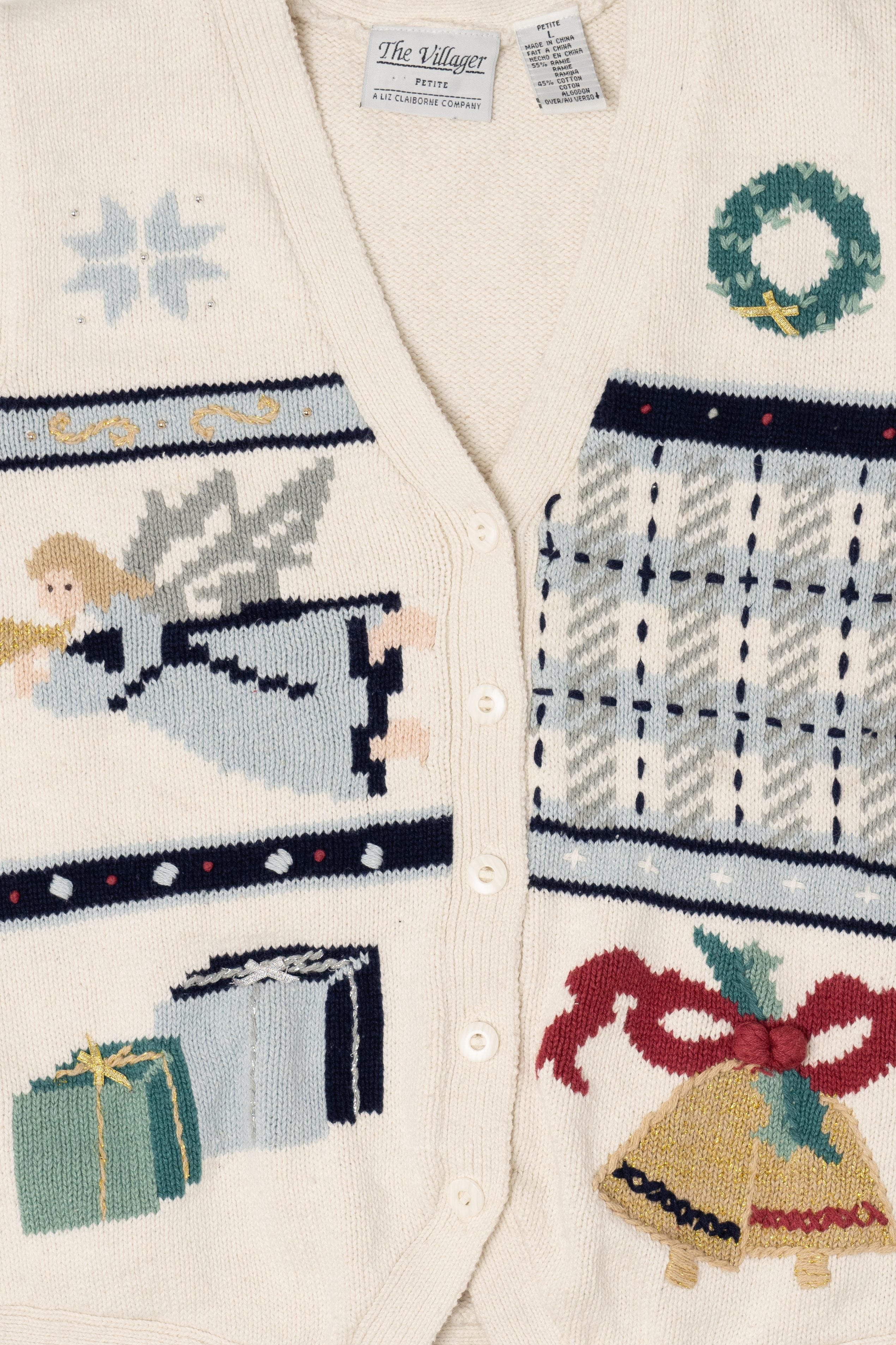 Vintage White The Villager Ugly Christmas Vest (1990s)