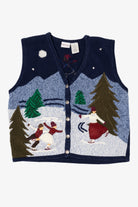 Vintage Navy Blue Bobbie Brooks Ice Skating Ugly Christmas Vest (2000s)