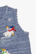 Vintage Blue Polar Bears In Scarves Ugly Christmas Vest (2000s)