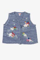 Vintage Blue Polar Bears In Scarves Ugly Christmas Vest (2000s)