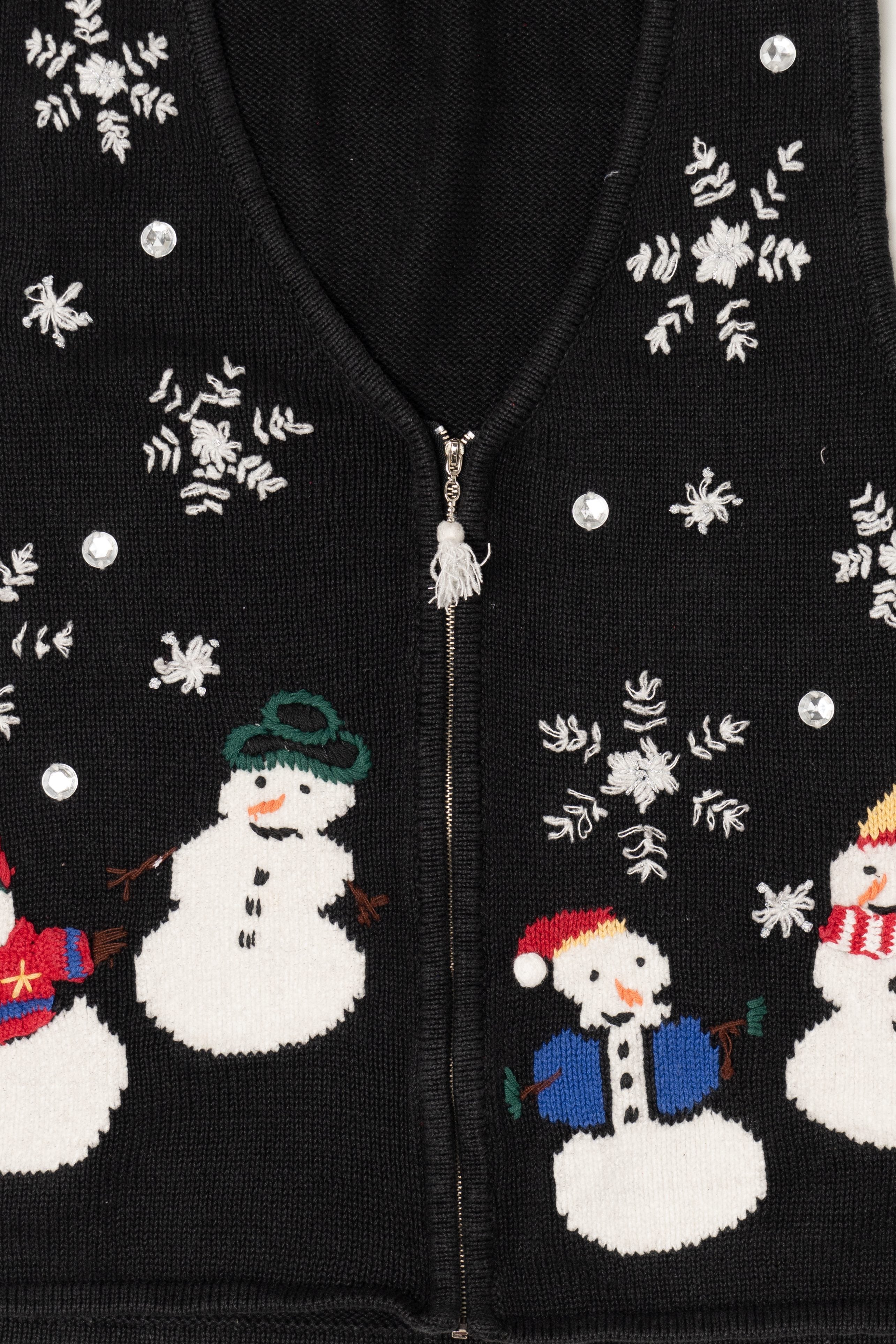 Vintage Black Capacity Snowmen Ugly Christmas Vest (1990s)
