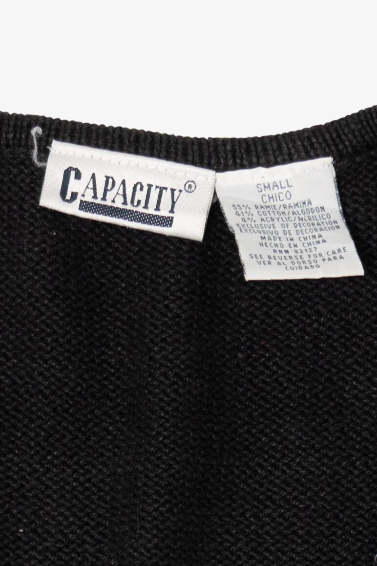 Vintage Black Capacity Snowmen Ugly Christmas Vest (1990s)