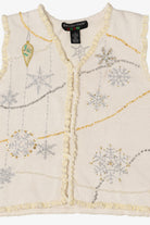 Vintage White Hampshire Studio Snowflakes Ugly Christmas Vest (1990s)