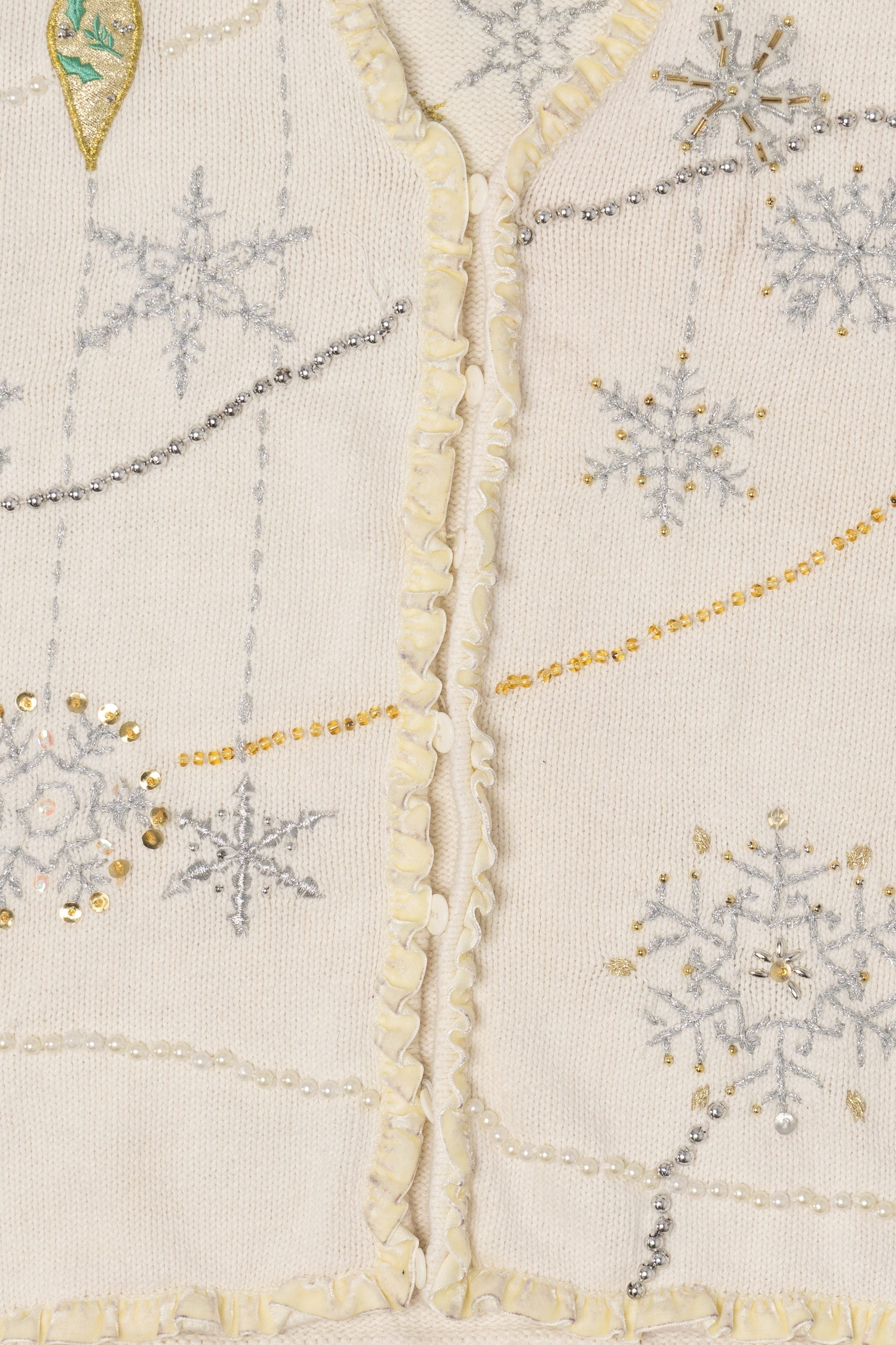 Vintage White Hampshire Studio Snowflakes Ugly Christmas Vest (1990s)