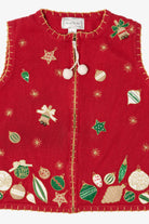 Vintage Red Sarah Bentley Ornaments Ugly Christmas Vest (1990s)