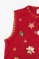 Vintage Red Sarah Bentley Ornaments Ugly Christmas Vest (1990s)