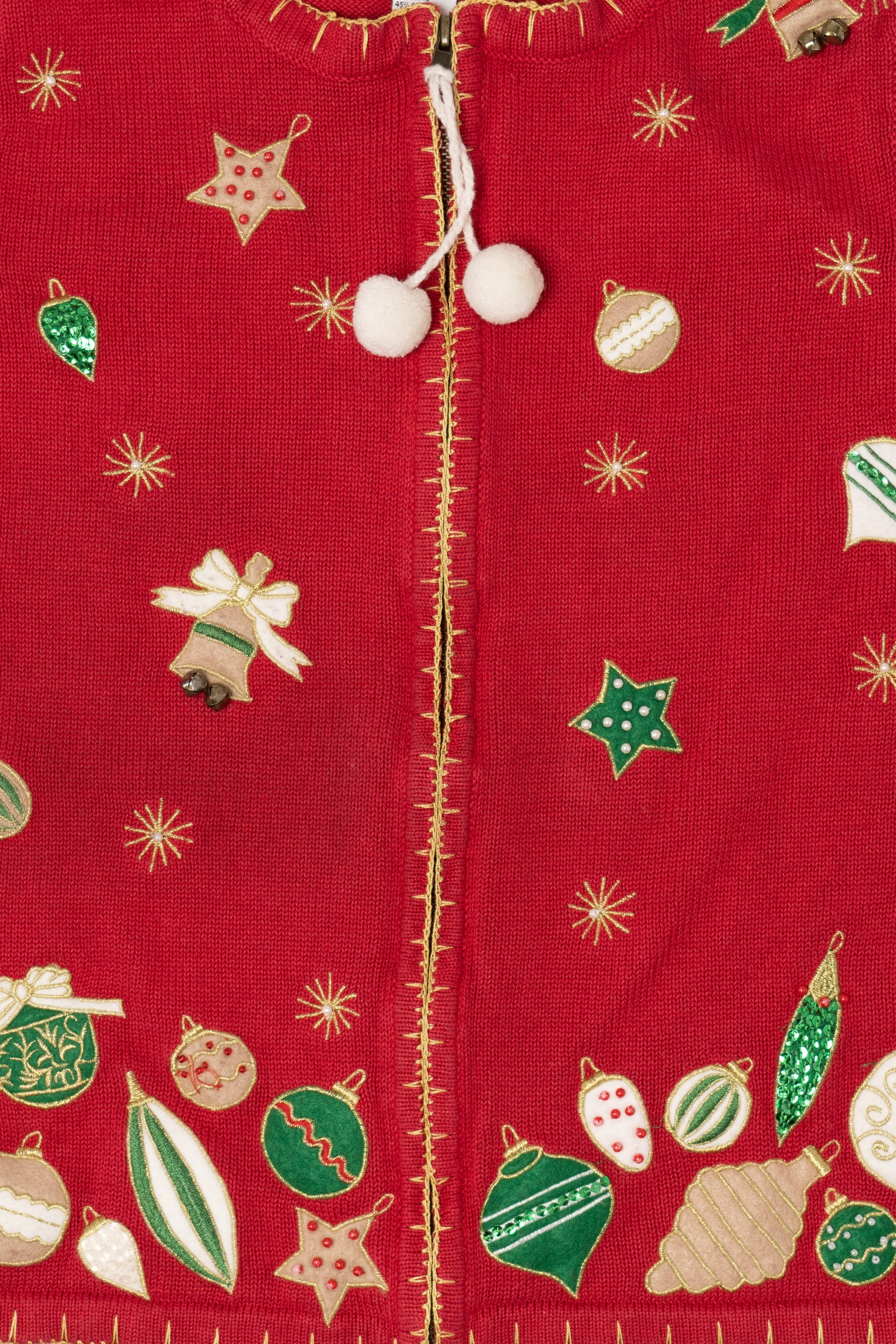 Vintage Red Sarah Bentley Ornaments Ugly Christmas Vest (1990s)