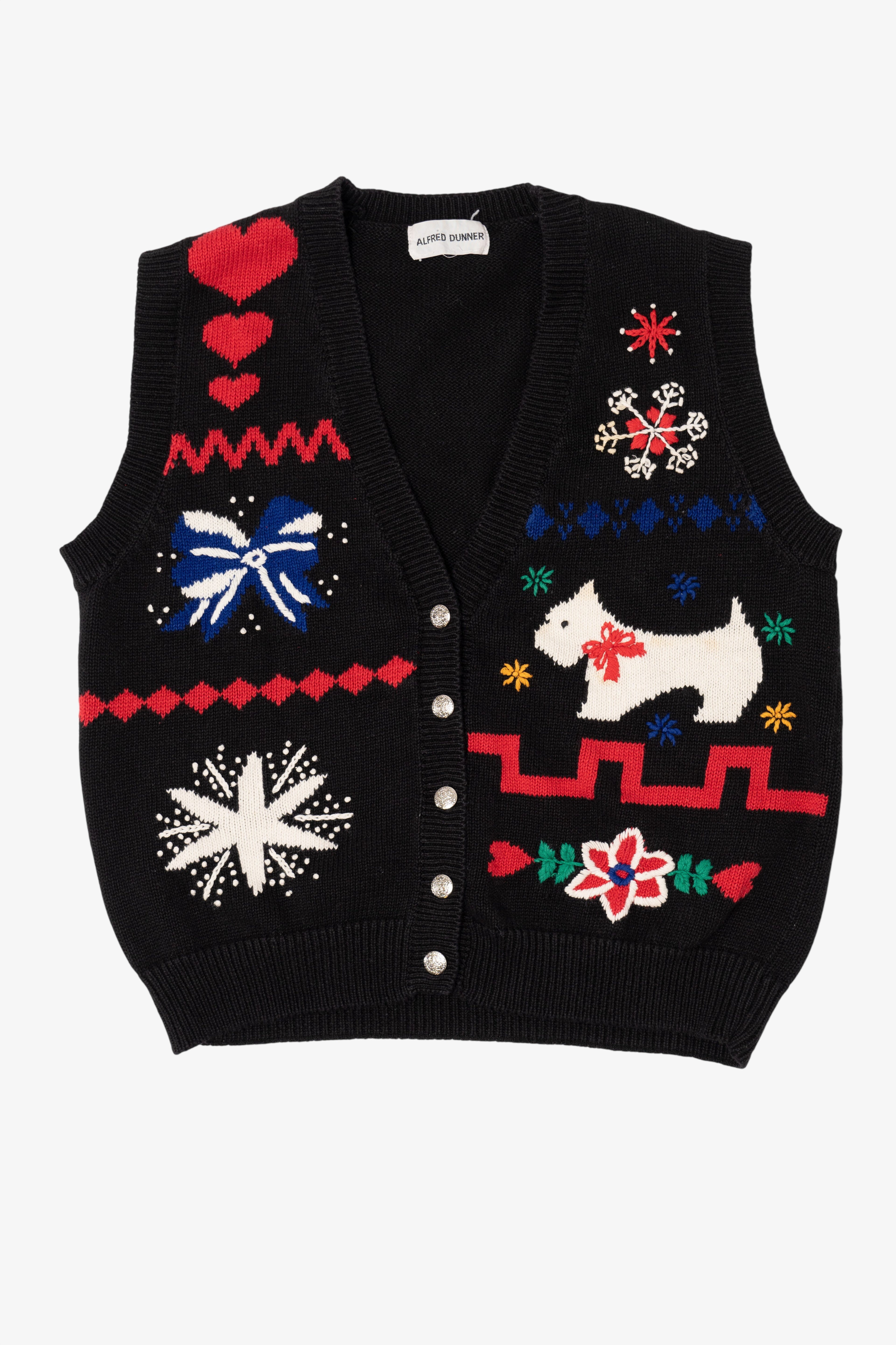 Vintage Black Alfred Dunner Dog Ugly Christmas Vest (1990s)