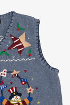 Vintage Blue Segue "I Heart America" Ugly Christmas Vest (1990s)