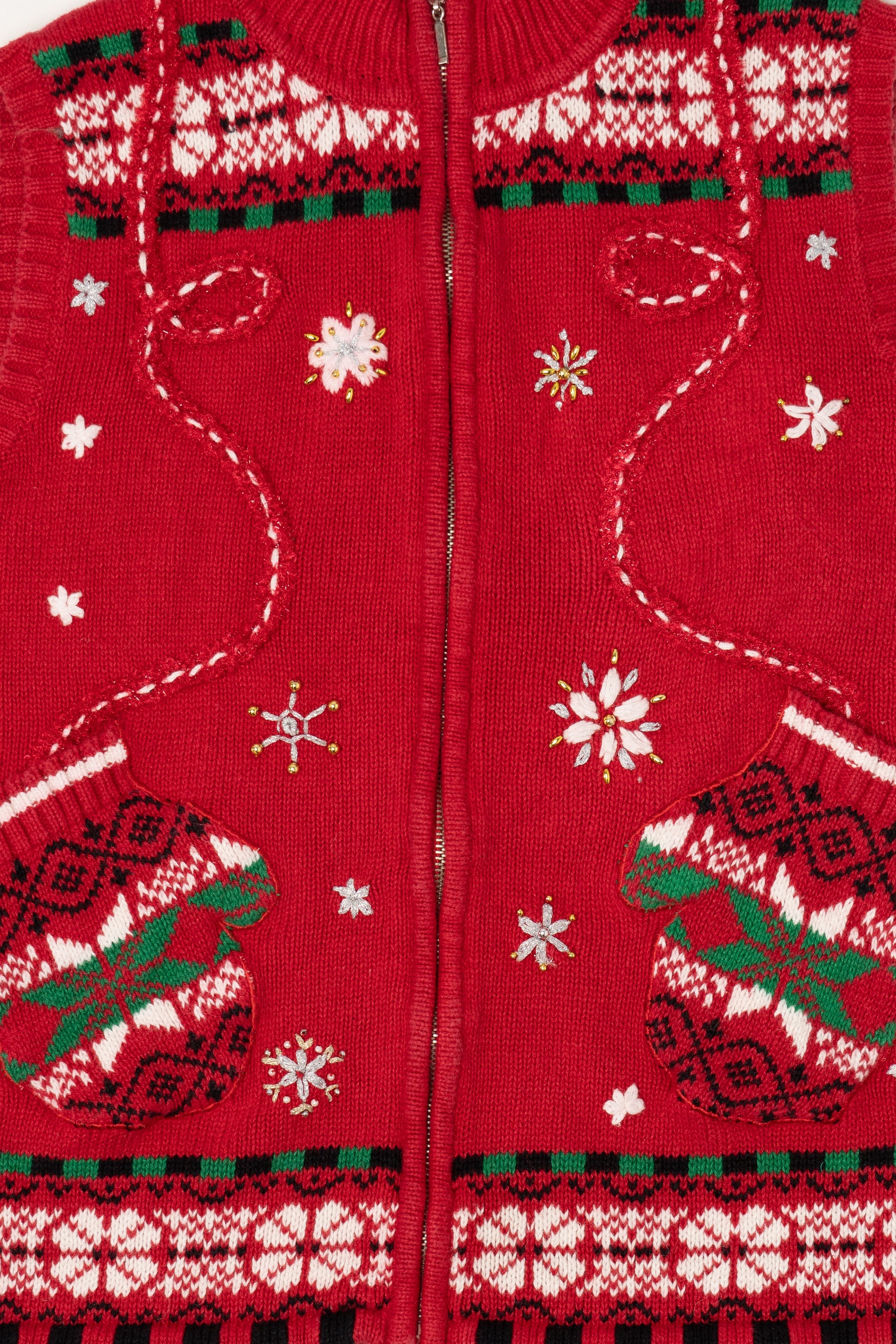 Vintage Red Designers Originals Studio Mitten Pockets Christmas Vest (1990s)