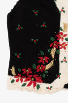 Vintage Black Work in Progress Poinsettias Ugly Christmas Vest (2000s)