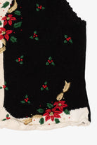 Vintage Black Work in Progress Poinsettias Ugly Christmas Vest (2000s)