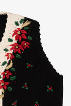 Vintage Black Work in Progress Poinsettias Ugly Christmas Vest (2000s)