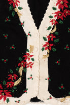 Vintage Black Work in Progress Poinsettias Ugly Christmas Vest (2000s)