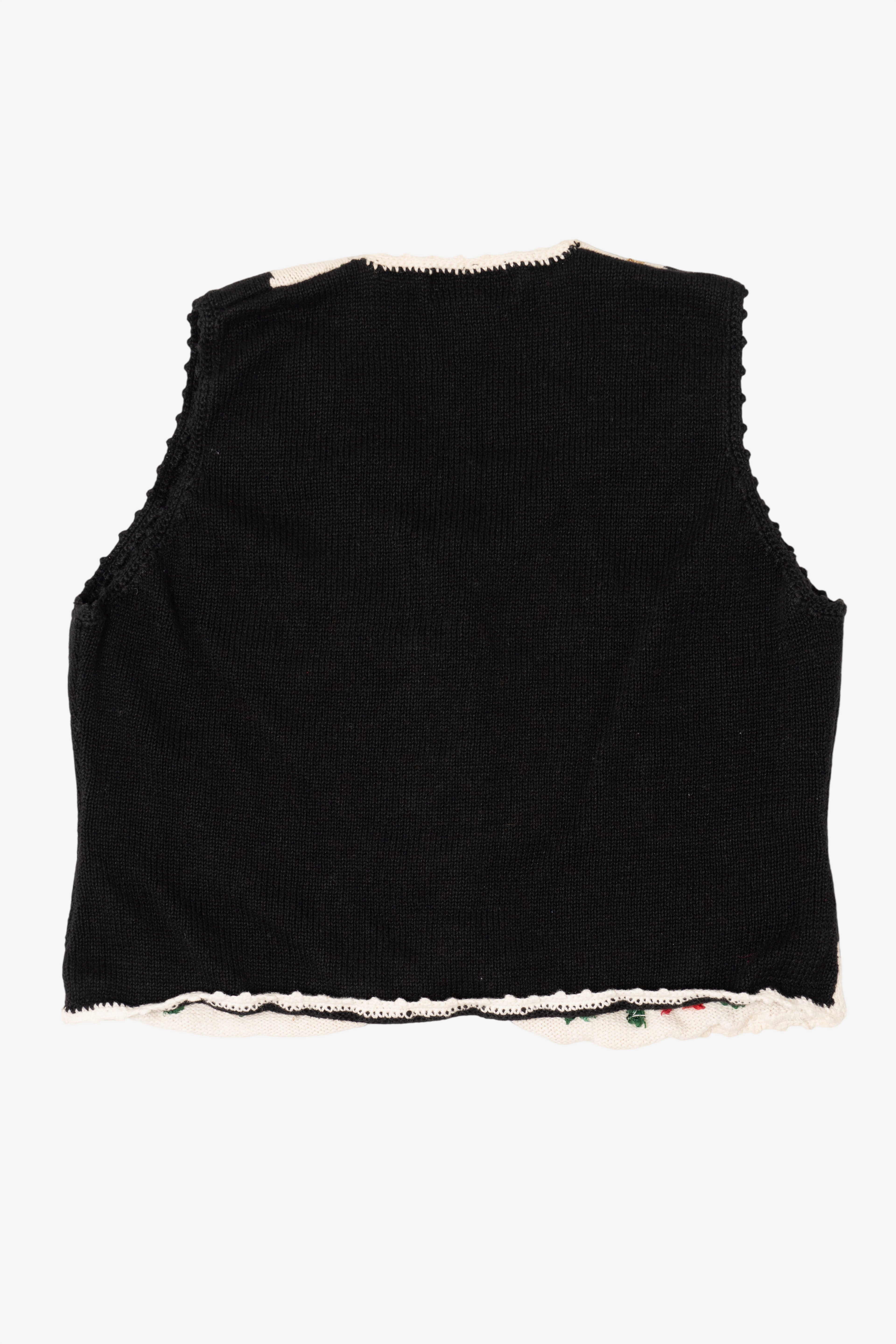 Vintage Black Work in Progress Poinsettias Ugly Christmas Vest (2000s)