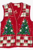 Vintage Red Bobbie Brooks Doves In Tree Ugly Christmas Vest (1990s)