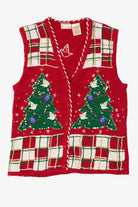 Vintage Red Bobbie Brooks Doves In Tree Ugly Christmas Vest (1990s)