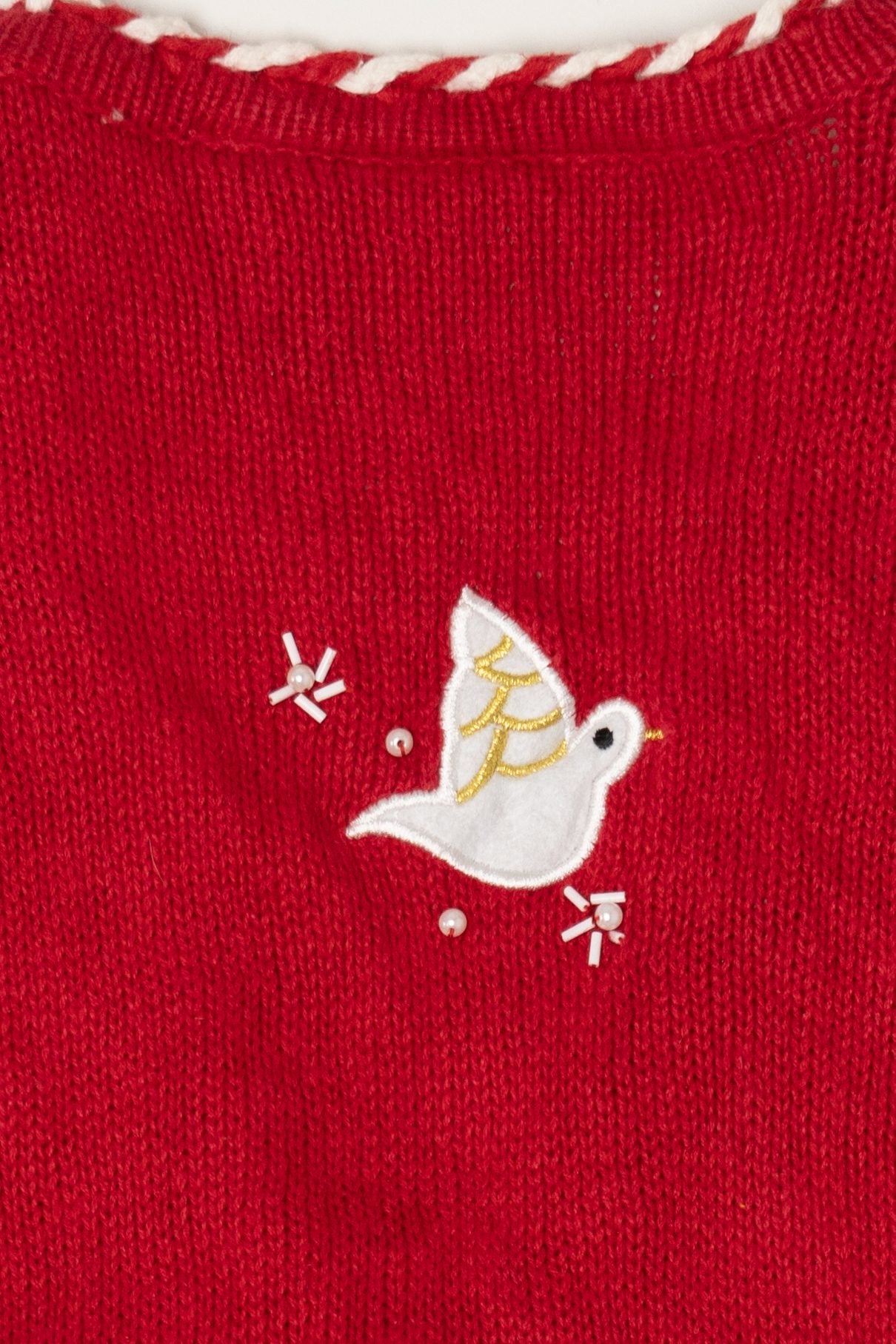 Vintage Red Bobbie Brooks Doves In Tree Ugly Christmas Vest (1990s)