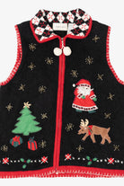 Vintage Black Lemon Grass Santa Ugly Christmas Vest (1990s)