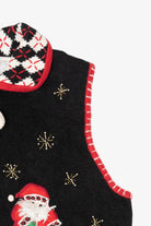 Vintage Black Lemon Grass Santa Ugly Christmas Vest (1990s)