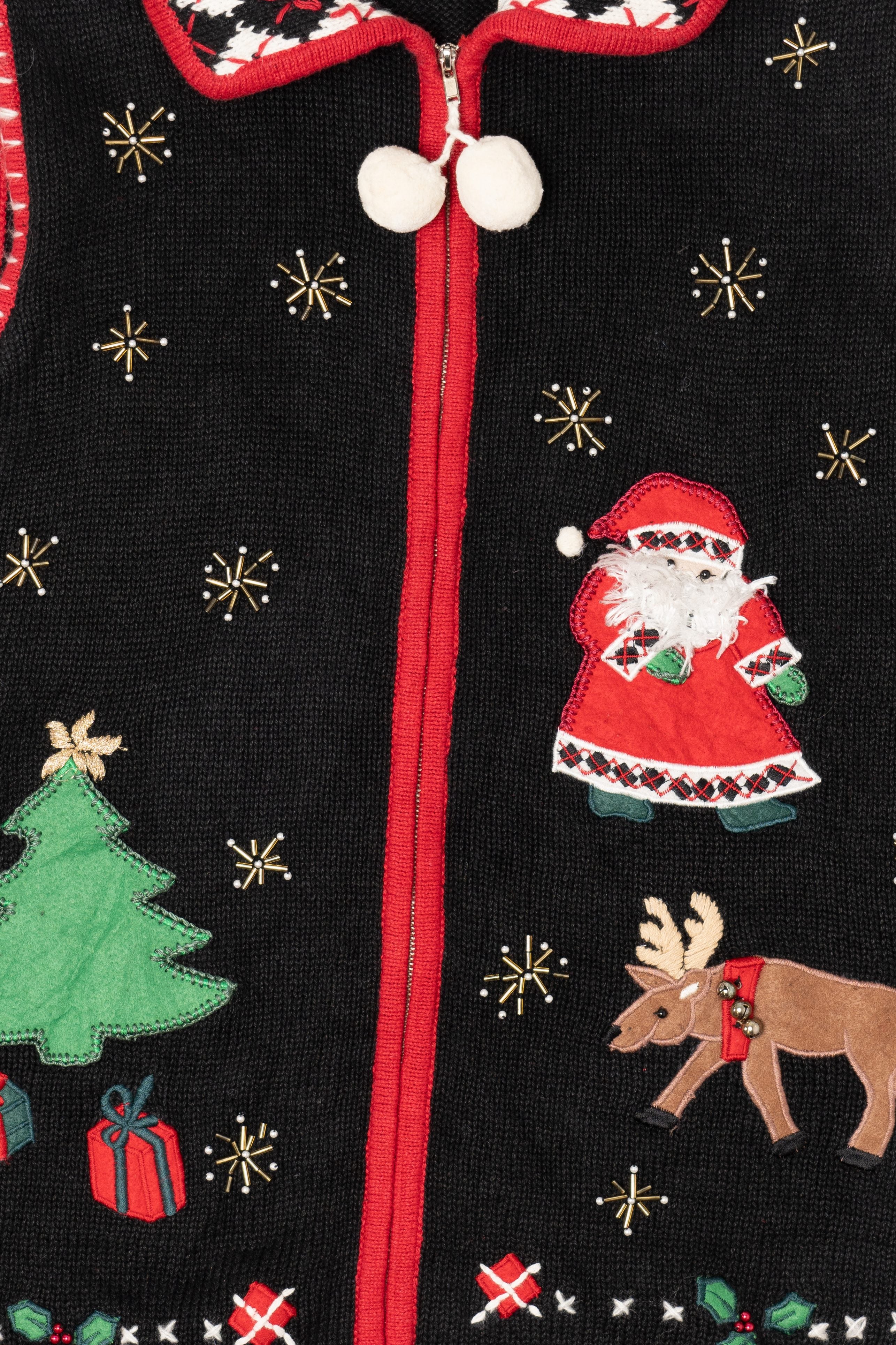 Vintage Black Lemon Grass Santa Ugly Christmas Vest (1990s)