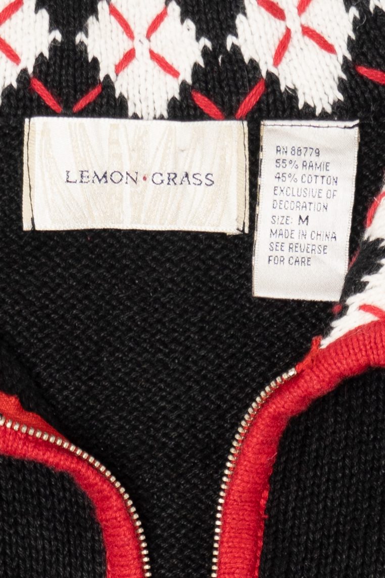 Vintage Black Lemon Grass Santa Ugly Christmas Vest (1990s)