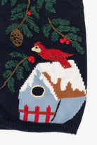 Vintage Navy Blue Capacity Bird Houses Ugly Christmas Vest (1990s)