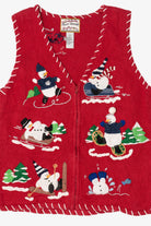 Vintage Red Heirloom Collectibles Snowmen Ugly Christmas Vest (2000s)