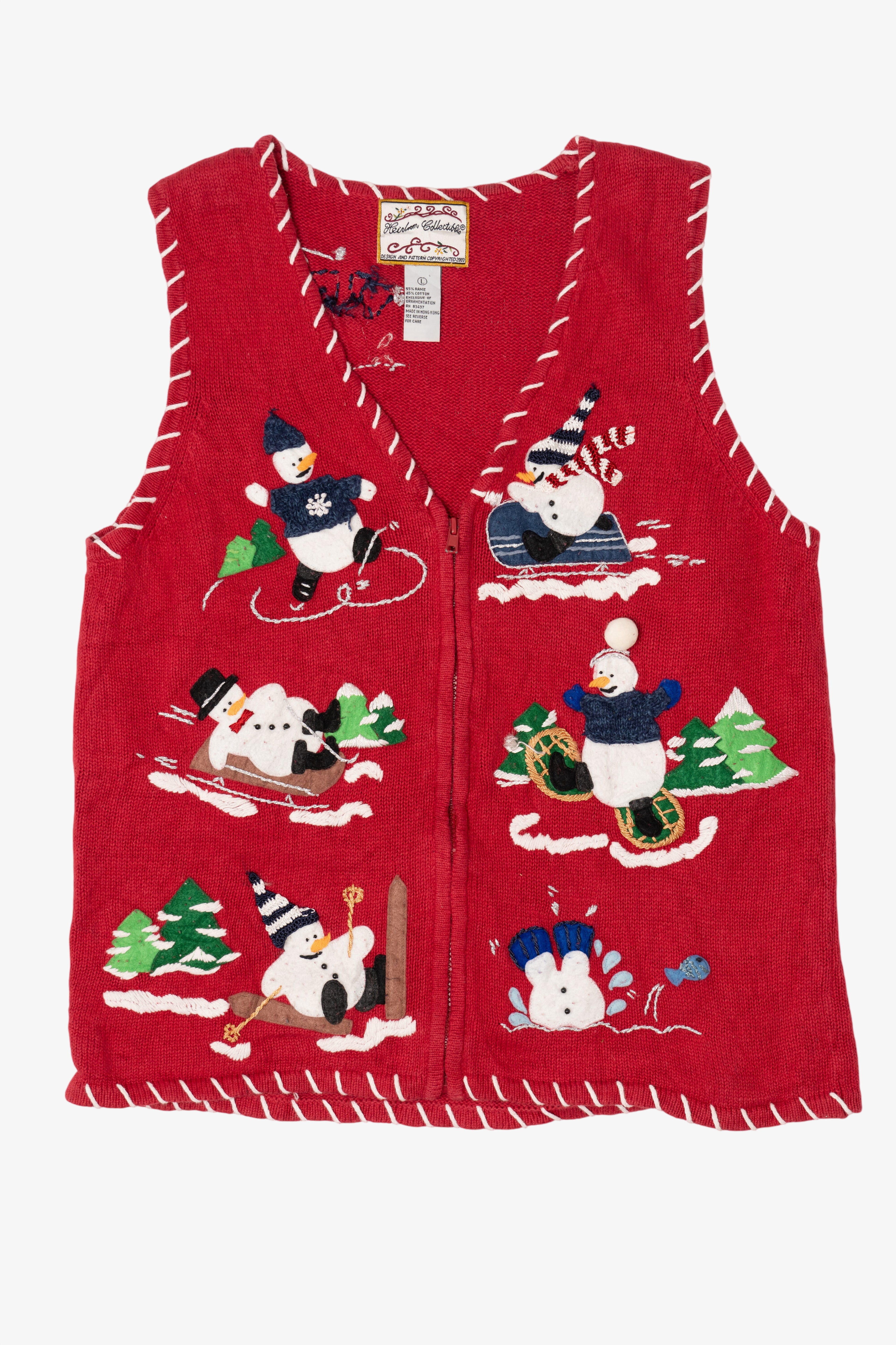 Vintage Red Heirloom Collectibles Snowmen Ugly Christmas Vest (2000s)