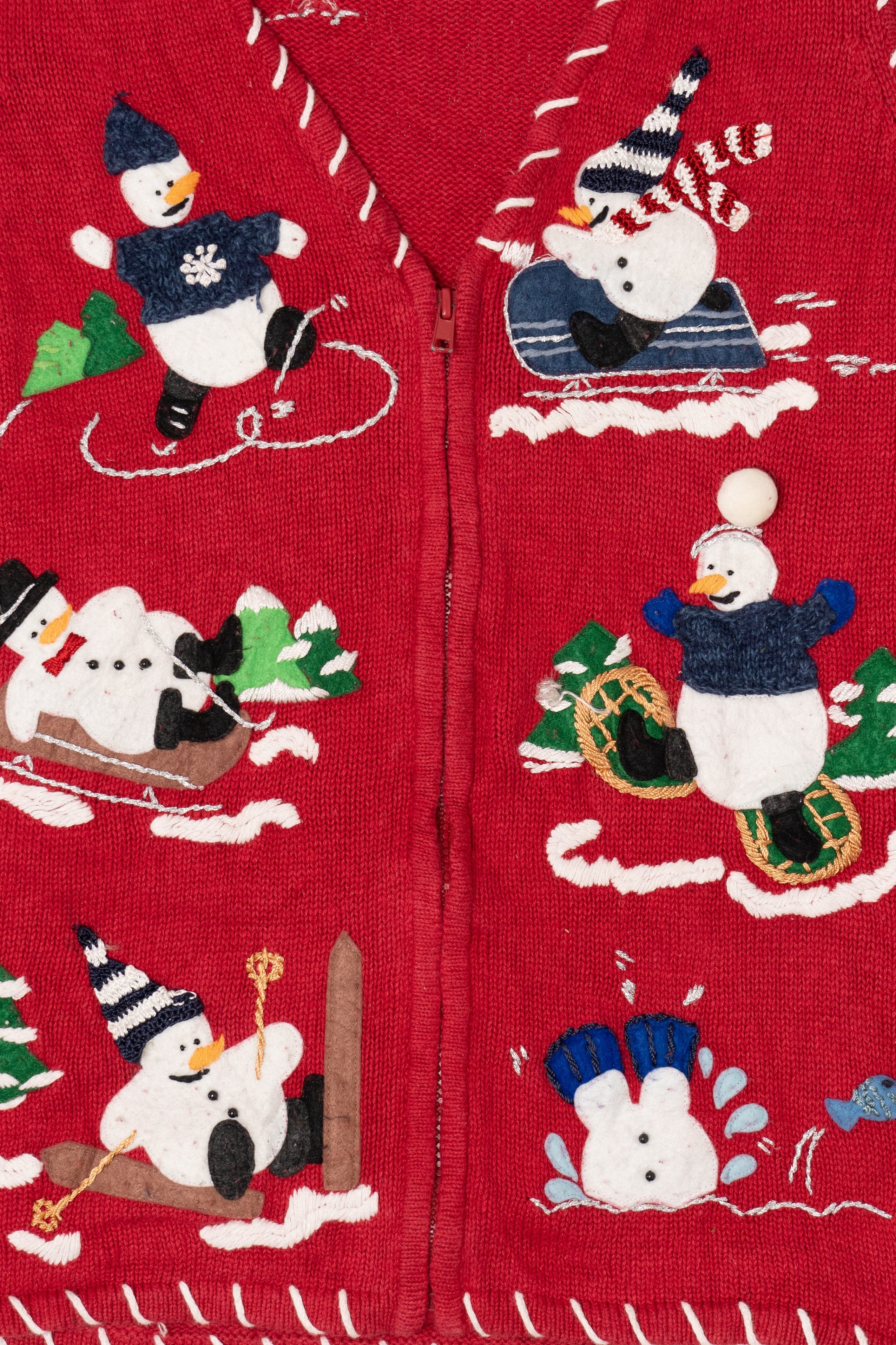 Vintage Red Heirloom Collectibles Snowmen Ugly Christmas Vest (2000s)