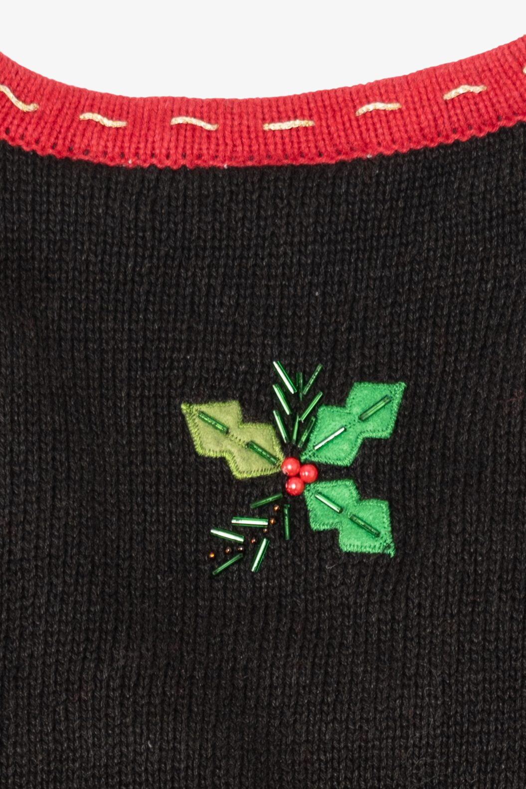 Vintage Black One Step Up Elves On Ornaments Ugly Christmas Vest (2000s)