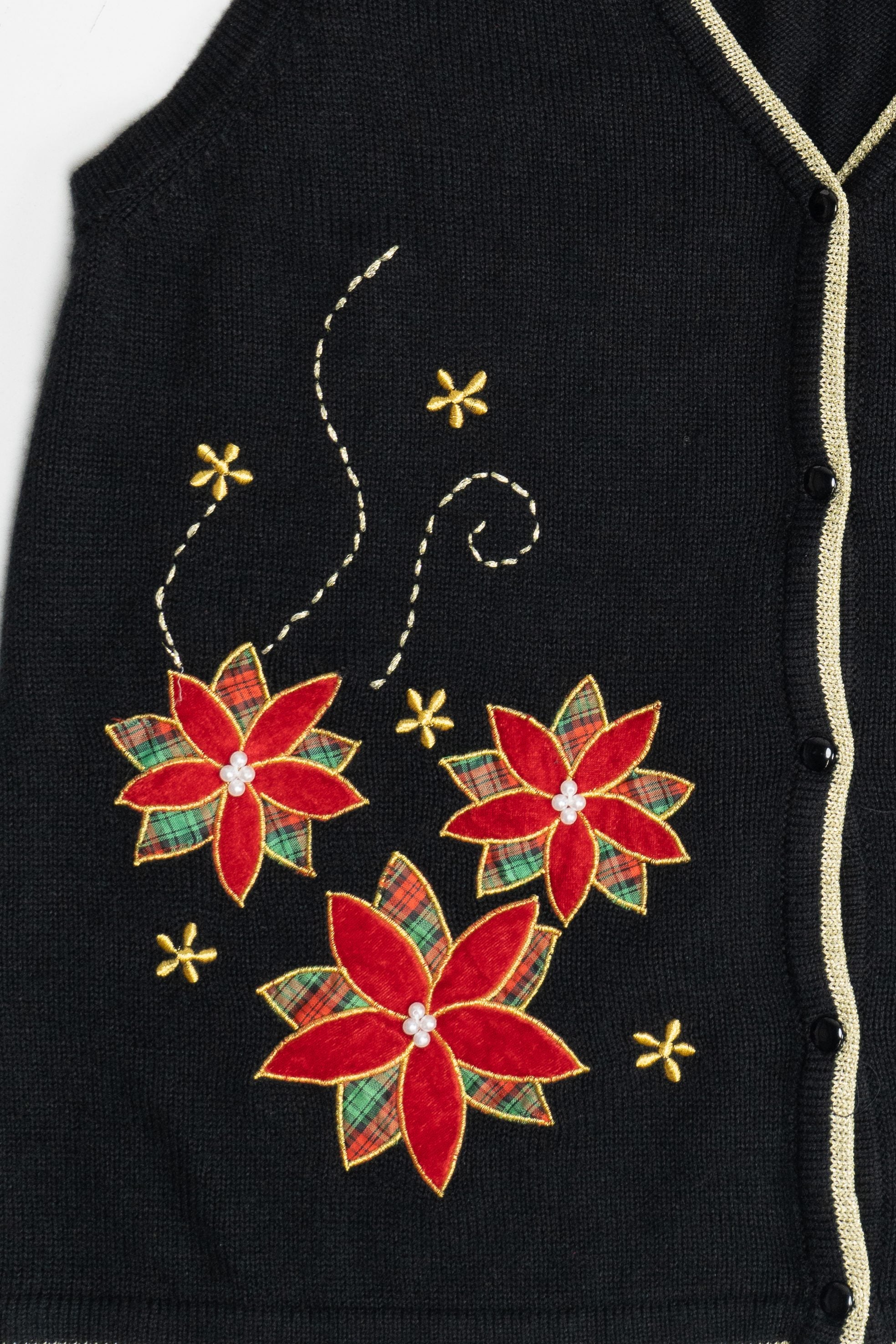 Vintage Poinsettias Ugly Christmas Vest (2000s)