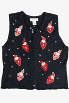 Vintage Susan Bristol Hand Embroidered Santas Ugly Christmas Vest (2000s)