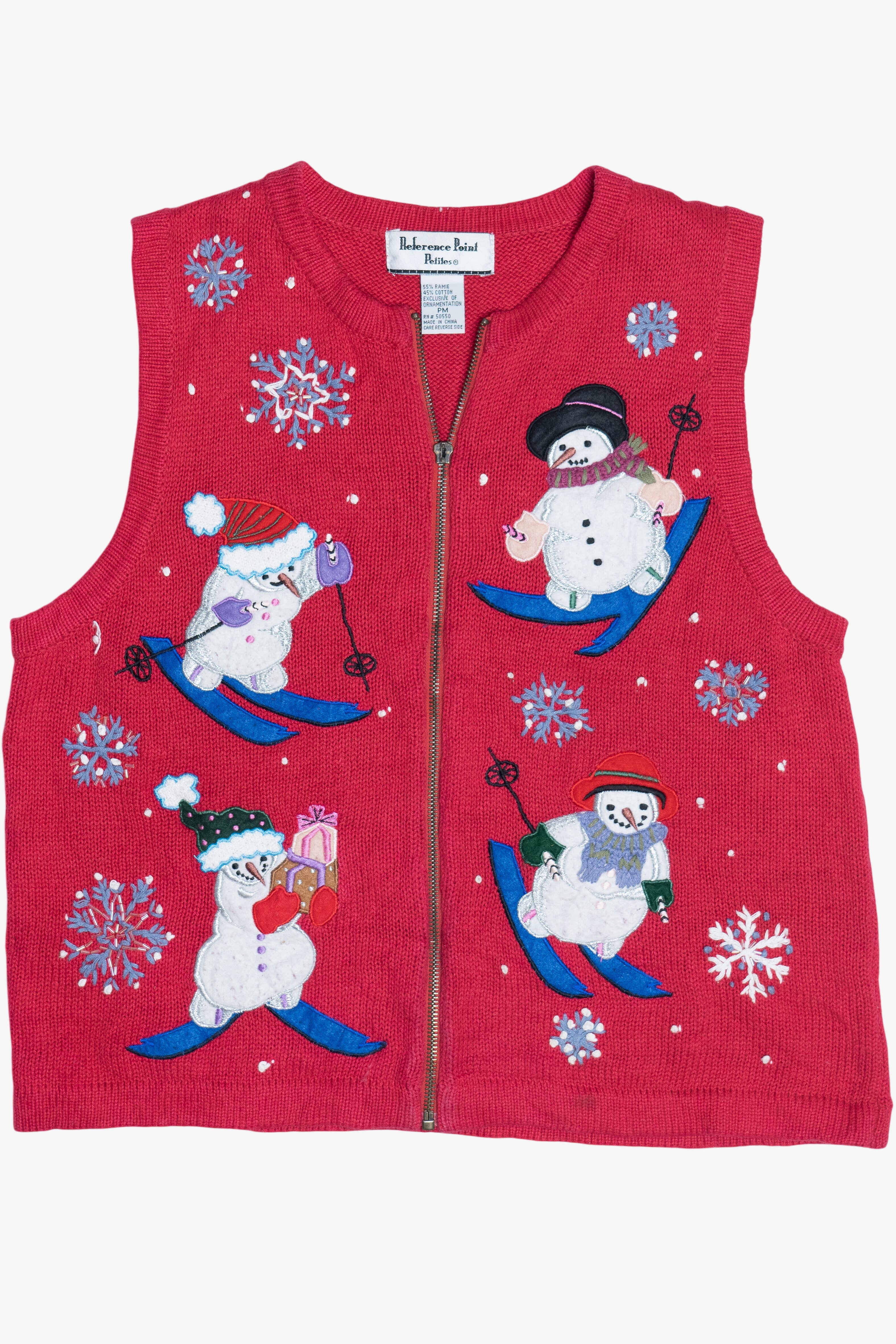 Vintage Reference Point Happy Snowmen Ugly Christmas Vest (1990s)
