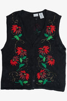 Vintage Bobbie Brooks Poinsettias Ugly Christmas Vest (1990s)