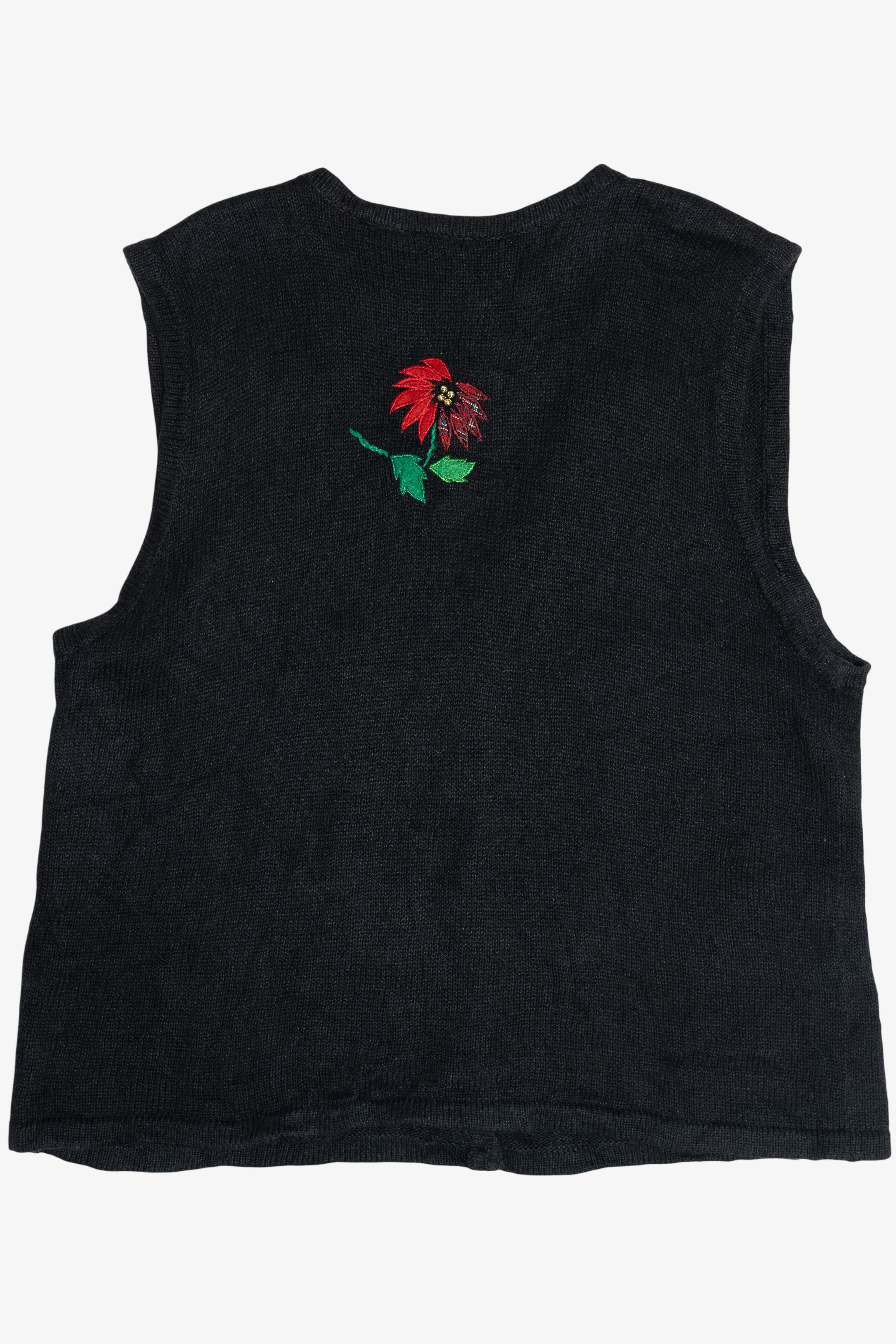 Vintage Bobbie Brooks Poinsettias Ugly Christmas Vest (1990s)