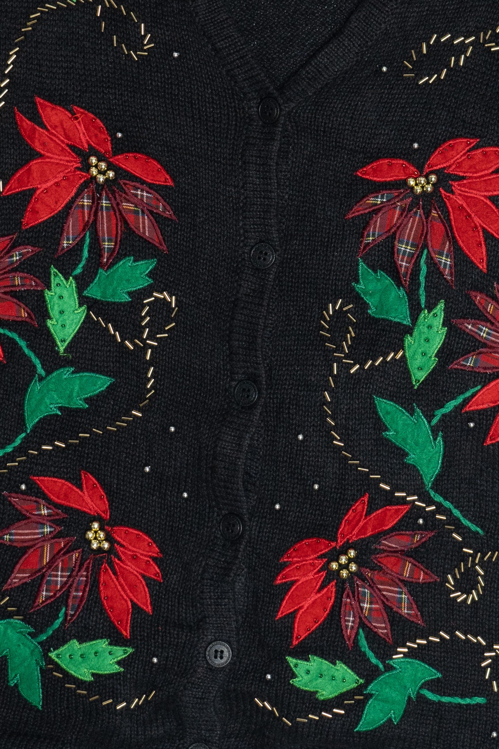 Vintage Bobbie Brooks Poinsettias Ugly Christmas Vest (1990s)