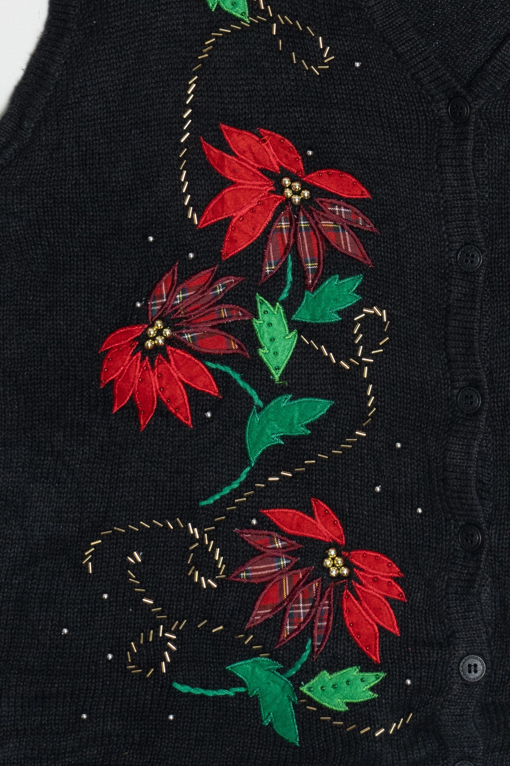 Vintage Bobbie Brooks Poinsettias Ugly Christmas Vest (1990s)