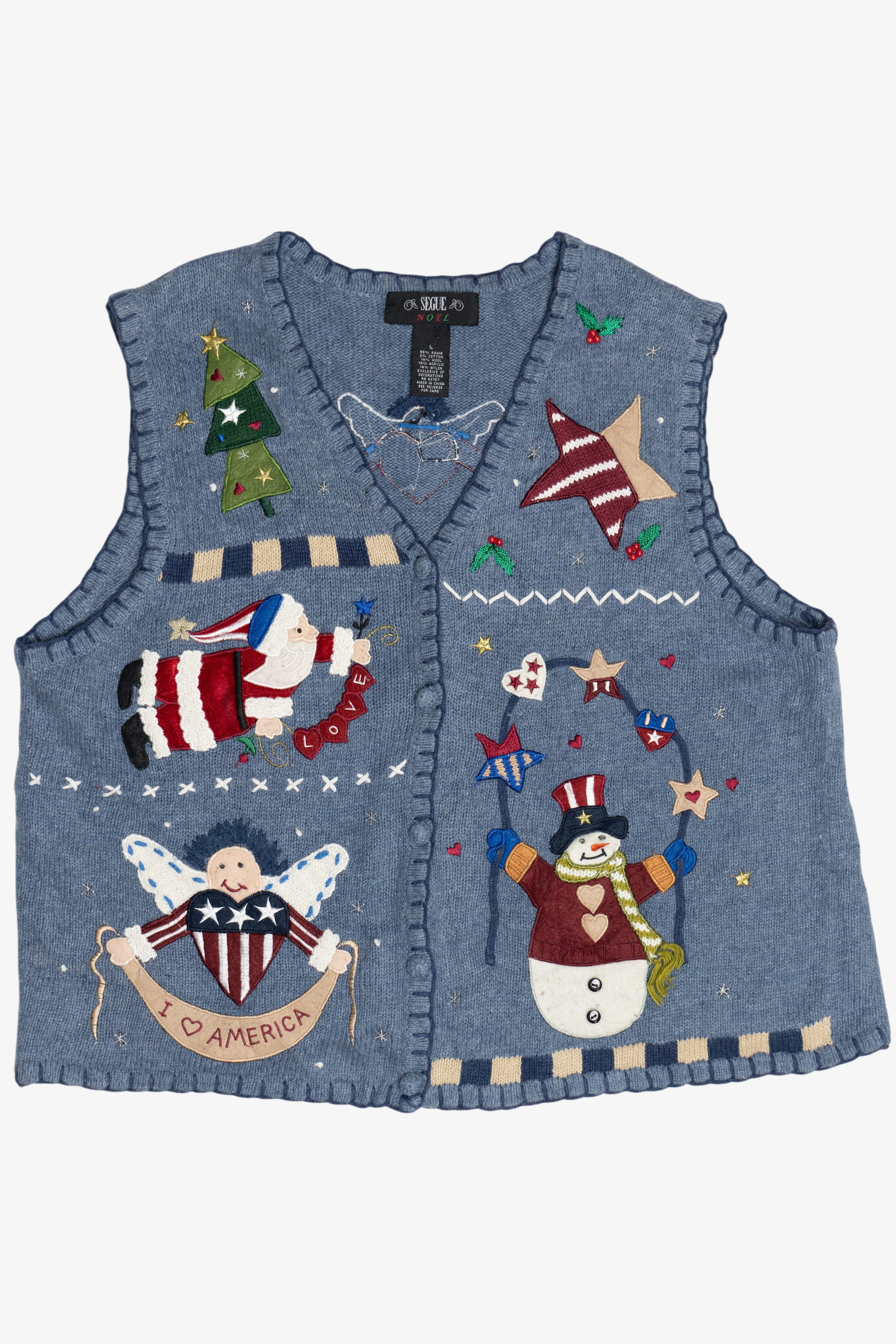Vintage Americana USA Ugly Christmas Vest (1990s)
