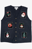 Vintage Navy Blue Croft & Barrow Ugly Christmas Vest (1990s)